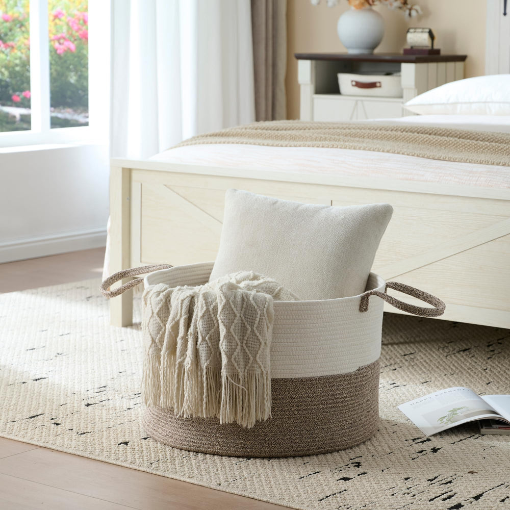 Luxury Little XXXL Nursery Storage Basket two-tone design enhances decor and storage