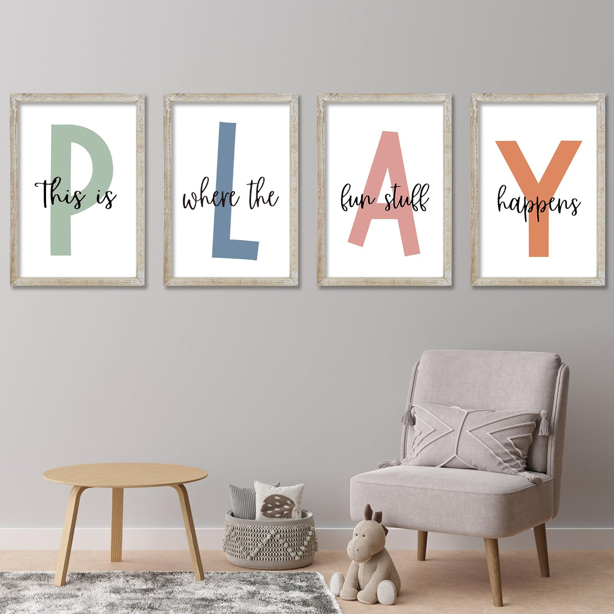 LuZhiQiang Lets-Play wall art wood signs 16x24 brightening kids' play space