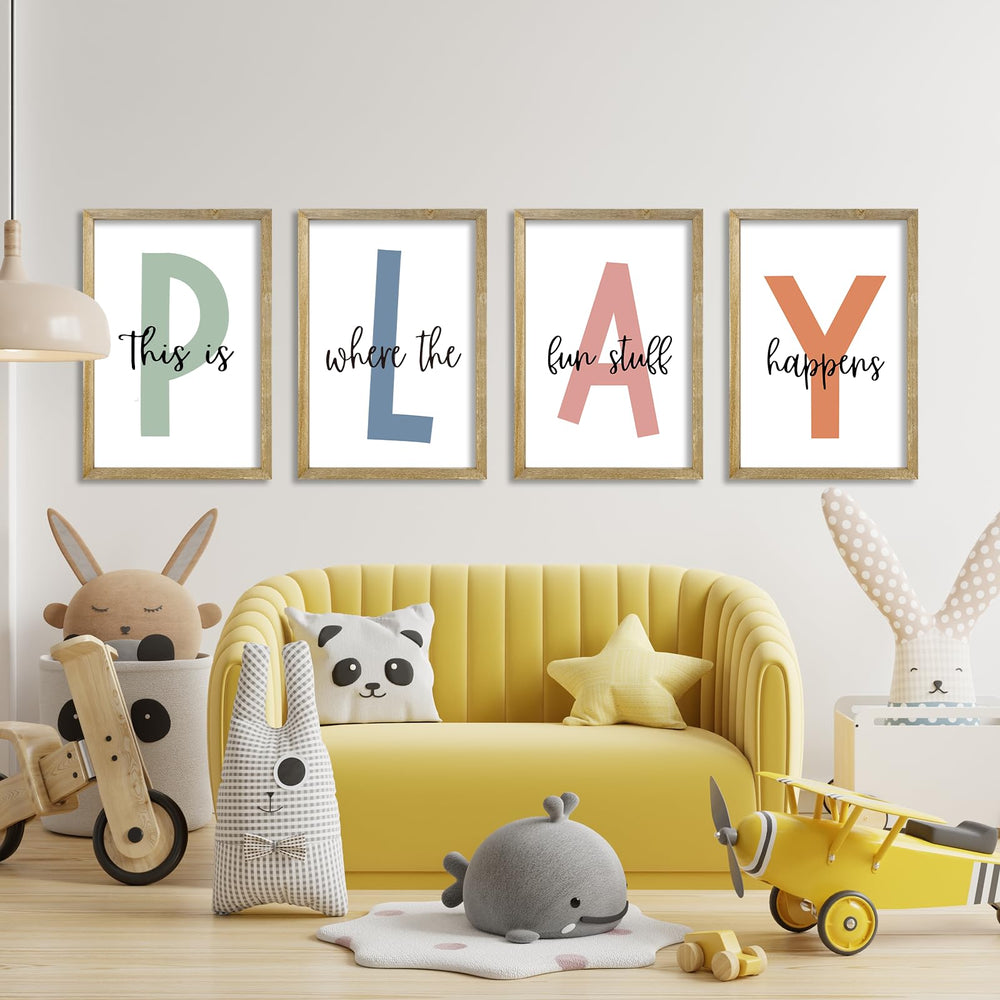 LuZhiQiang rustic-nursery-wall-art-signs in wood frame bring cozy ambience to bedrooms.