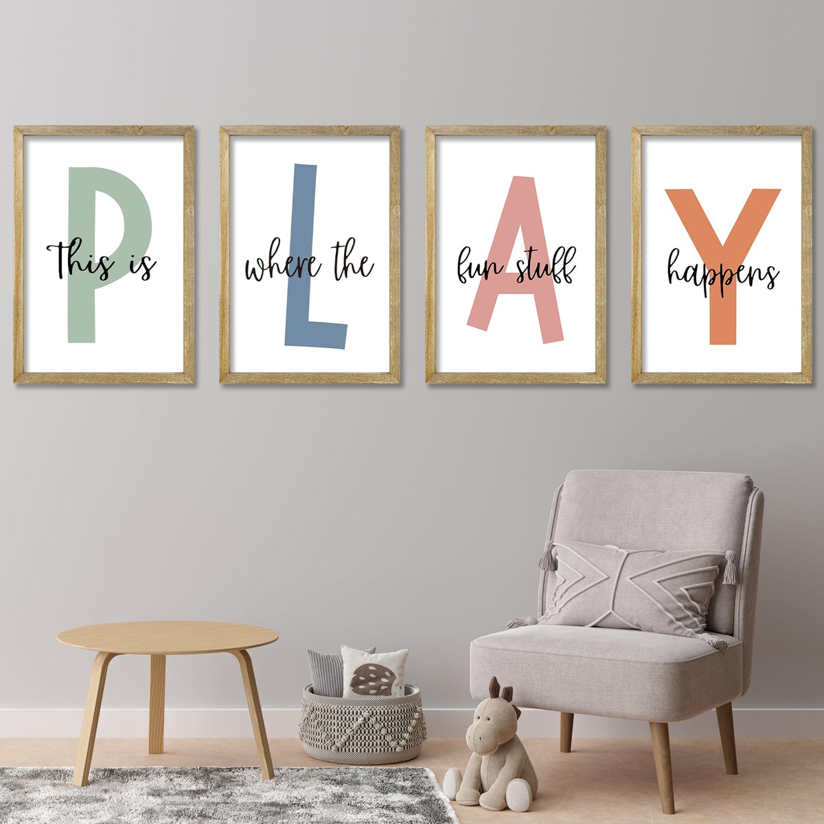 LuZhiQiang this-is-where-the-fun-stuff-happens sign wood-framed wall art ideal for playrooms.