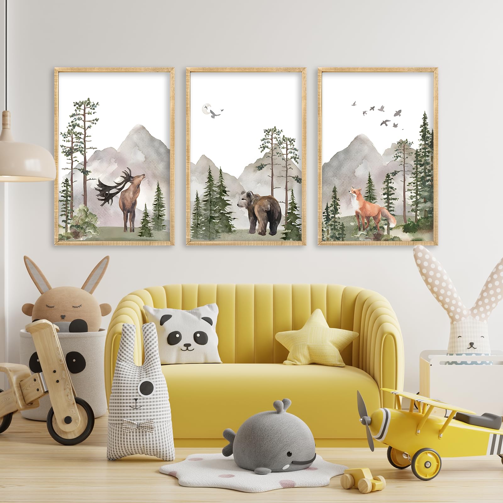 LuZhiQiang watercolor forest prints for nursery ambiance