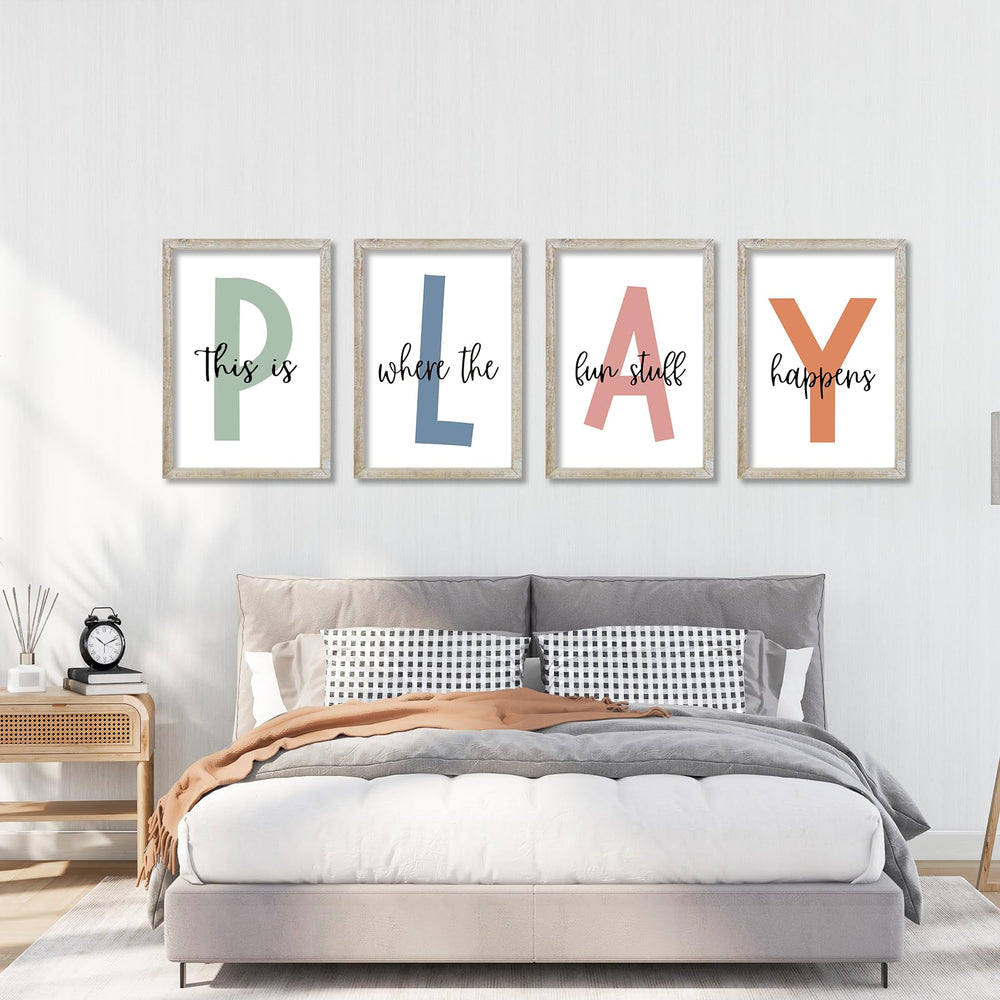 LuZhiQiang White-Frame Sign set adds a clean focal point in playrooms