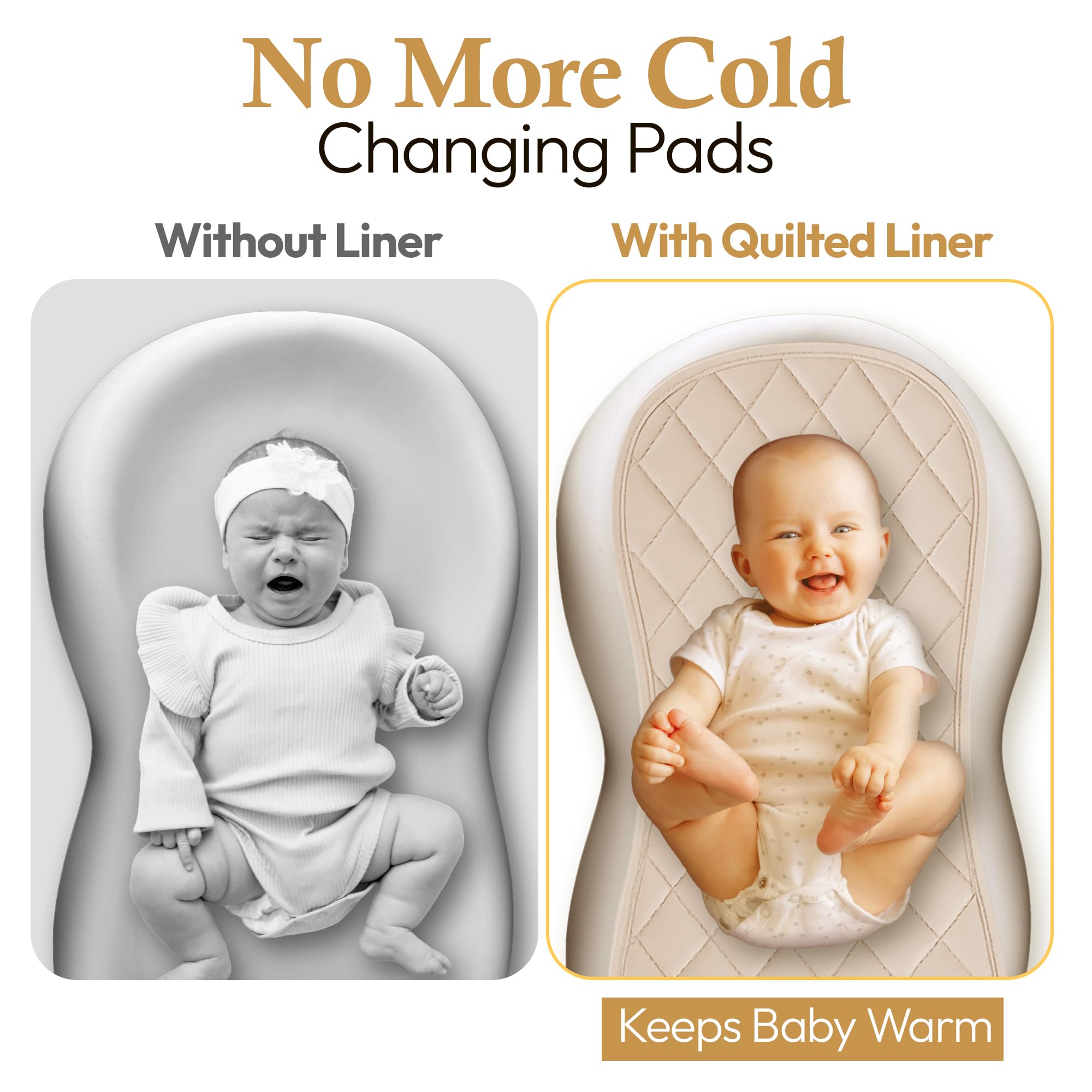LUZZOR Changing Pad Liners 3 Pack non-slip backing prevents bunching during changes