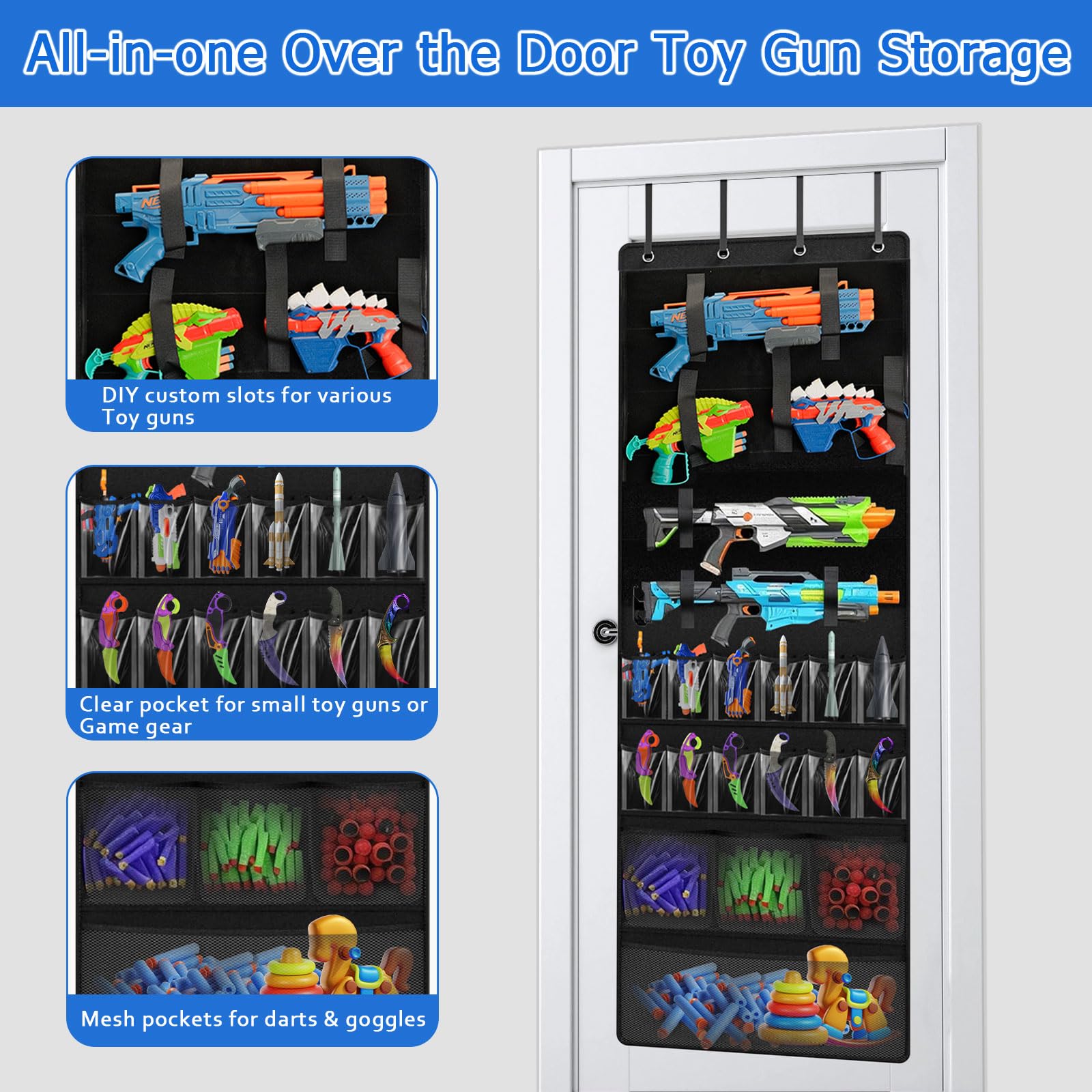 Lveesto Over the Door Organizer clear pockets display toys visibly