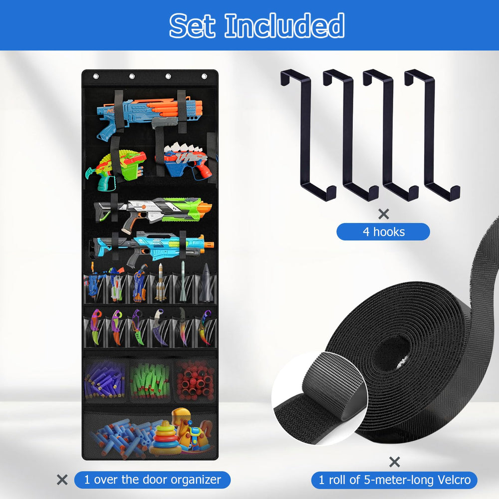 Lveesto Over the Door Organizer vertical storage layout for toy guns