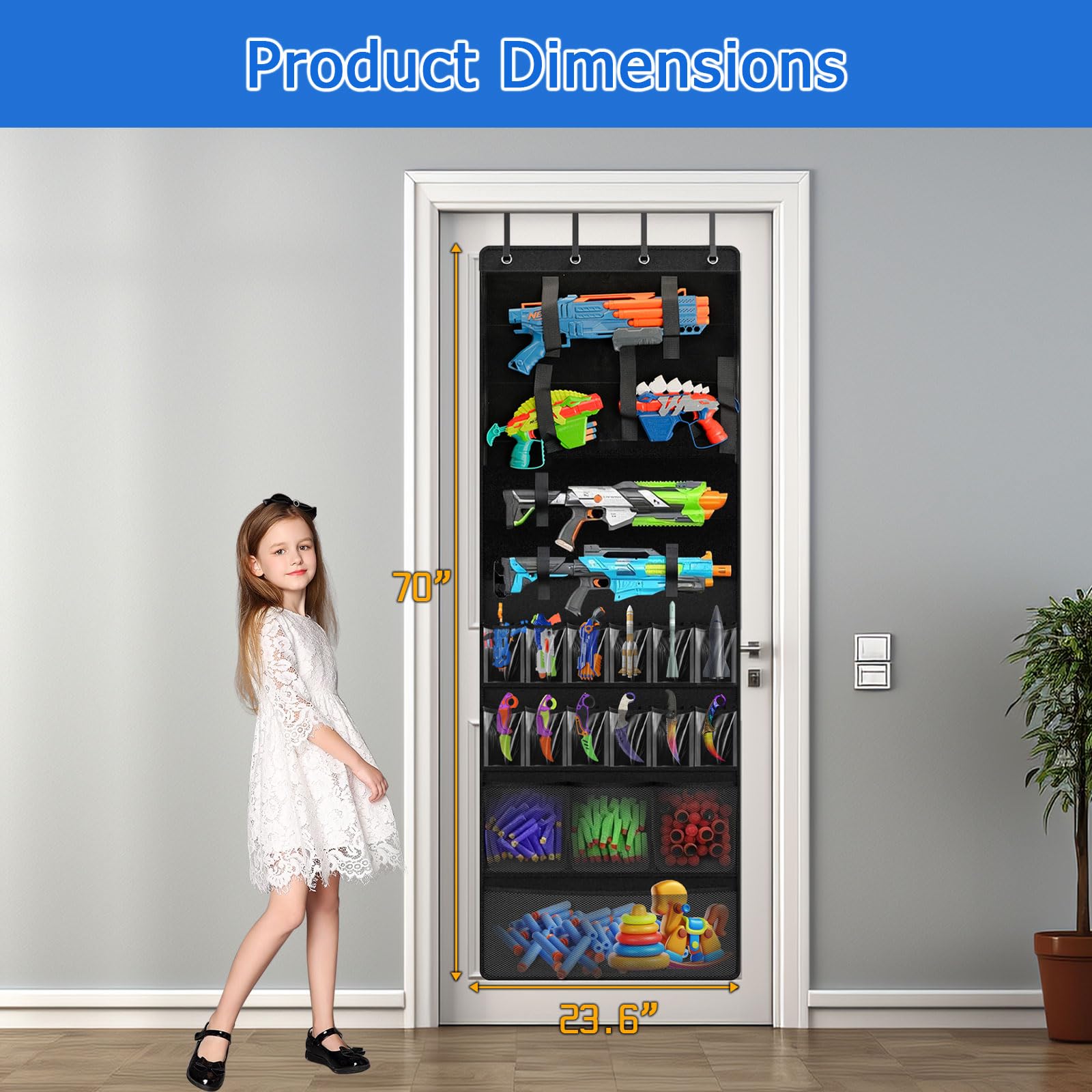 Lveesto Over the Door Organizer Velcro straps for customizable slots