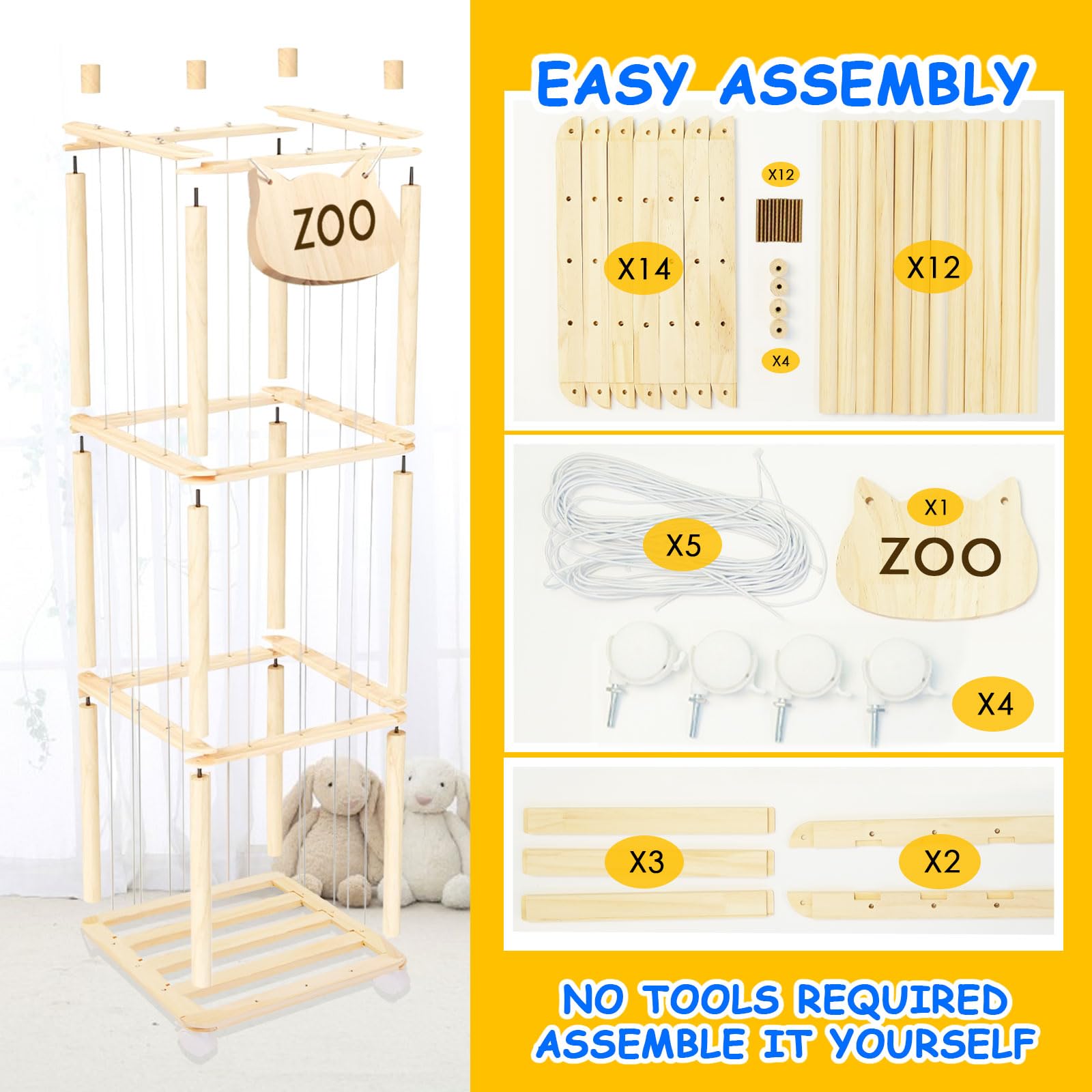 Lveesto stuffed animal storage tower breathable mesh bottom supports airflow and freshness.