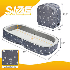 Lvemilio portable toddler bed with foam mattress for on-the-go comfort.