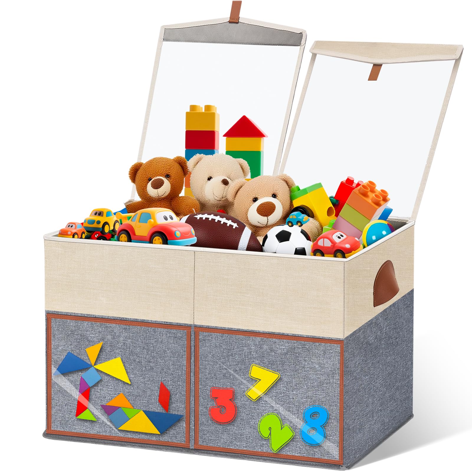 LVGOATH toy storage box with clear lids for easy visibility and quick toy finds.