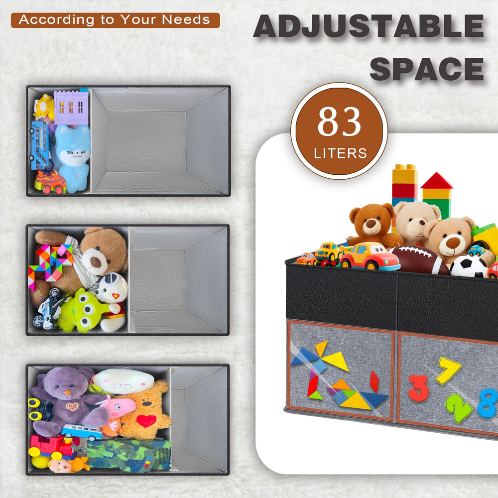 LVGOATH toy storage box dual pockets provide quick access to art supplies and small items.