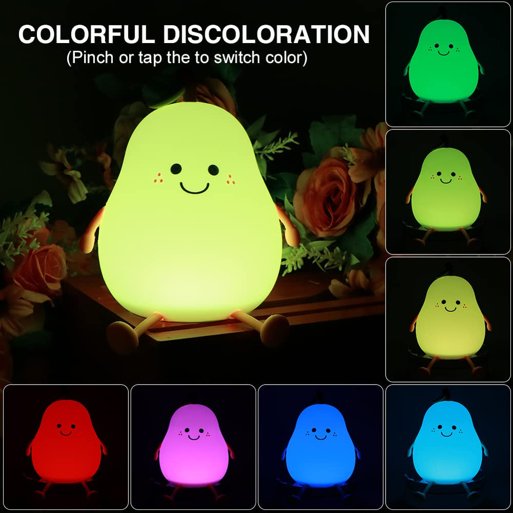 LVOERTUIG Cute Pear Night Light dimming feature for adjustable mood.