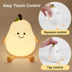 LVOERTUIG Cute Pear Night Light multicolor option enhances kids' room ambiance.