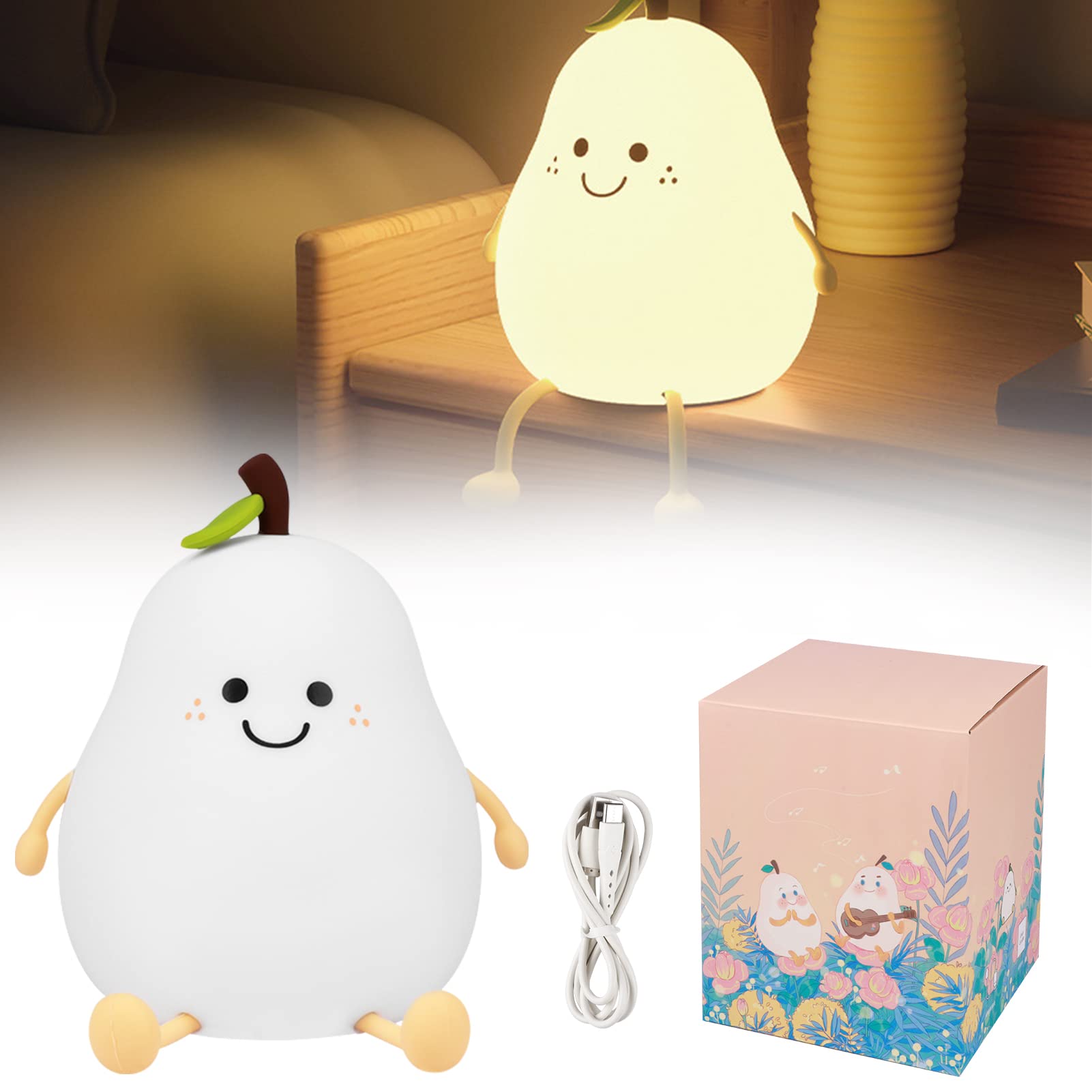 LVOERTUIG Cute Pear Night Light portable design travels easily.