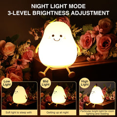 LVOERTUIG Cute Pear Night Light warm white setting for cozy nighttime.
