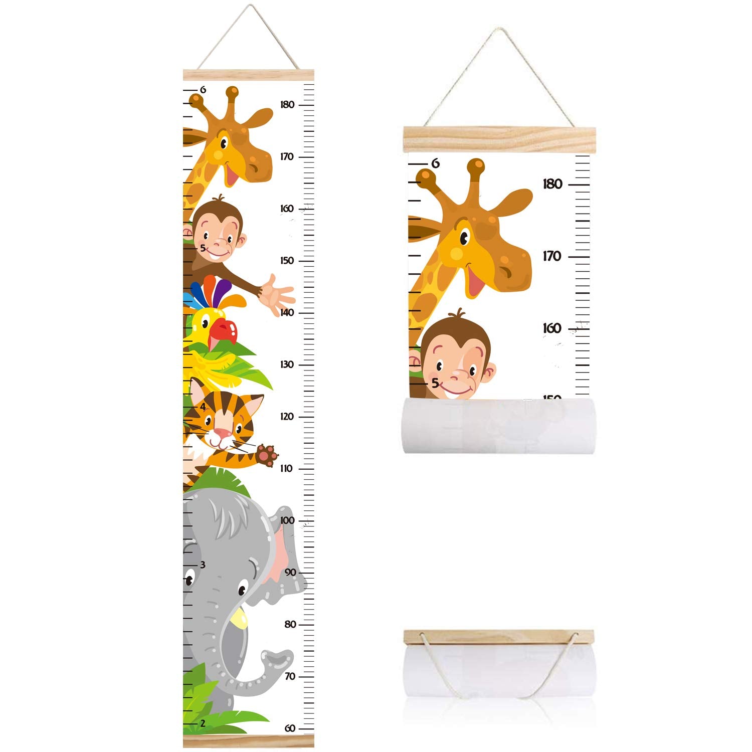 Lvpai Animals Growth Chart canvas height ruler for tracking height milestones in a nursery.