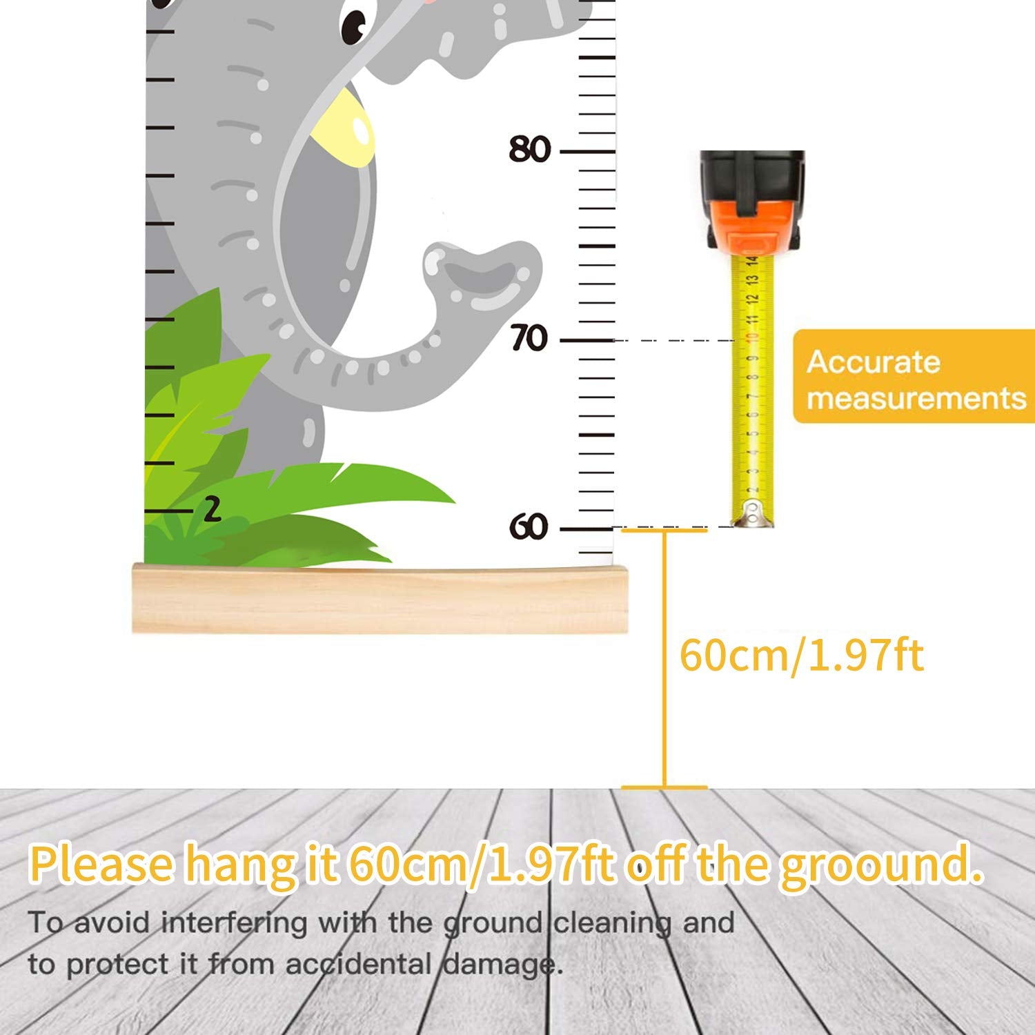 Lvpai growth chart wall display with rope installation, durable canvas and wood frame.