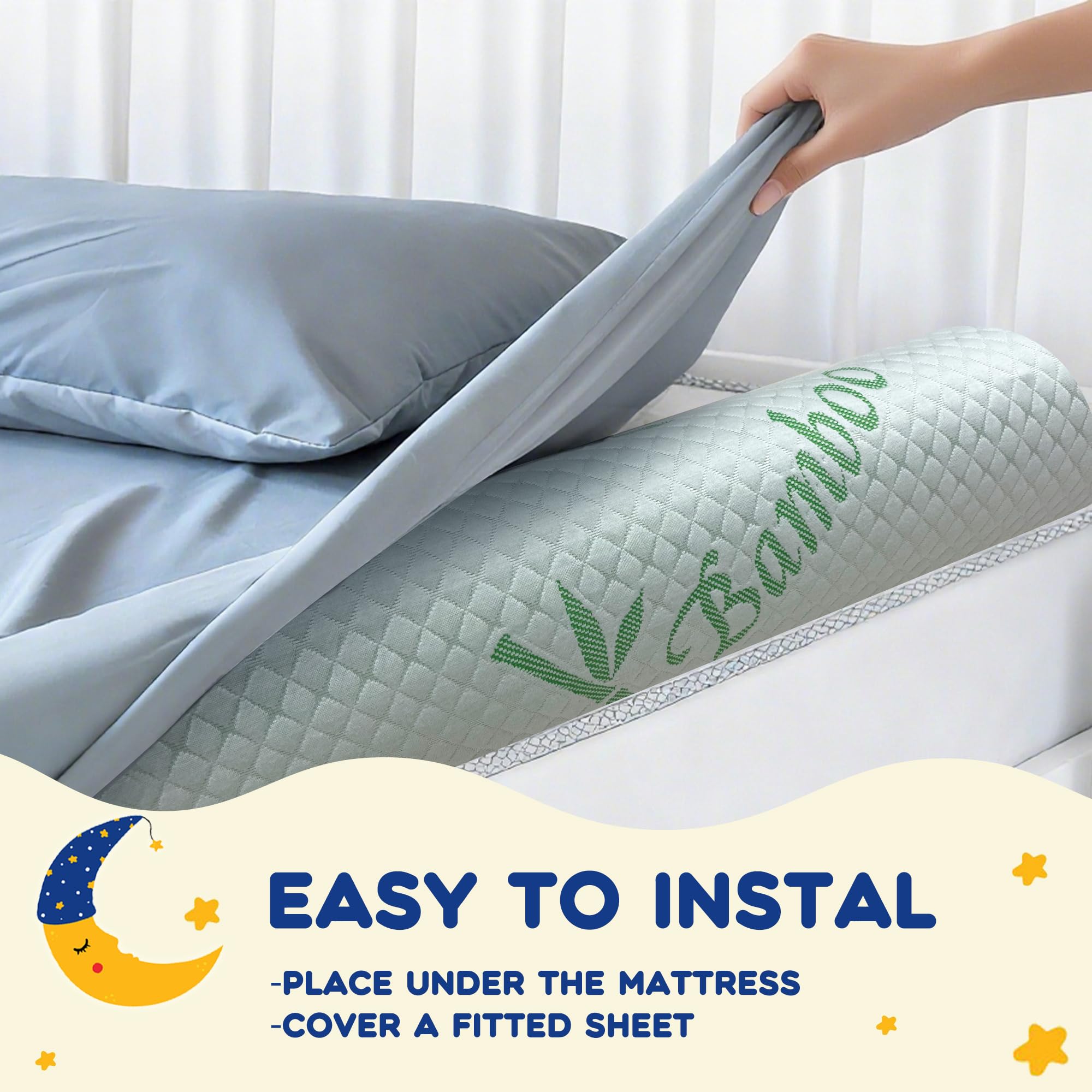 LVYSHOW 52-inch length bumper along the bed edge provides a gentle barrier.