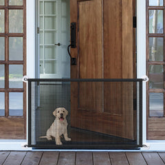LWFCOEE mesh dog gate assembly view for quick setup