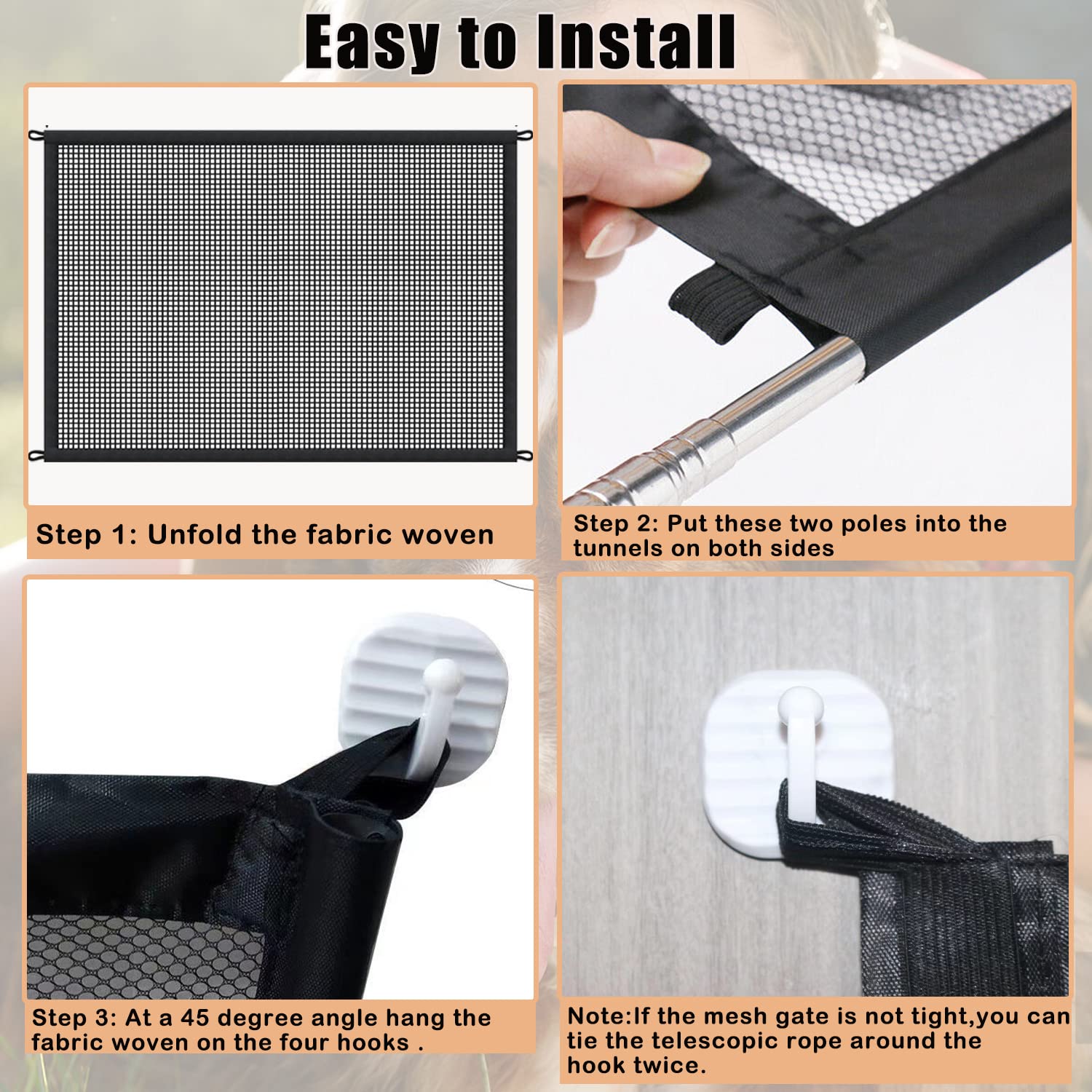 LWFCOEE mesh dog gate folded for compact storage