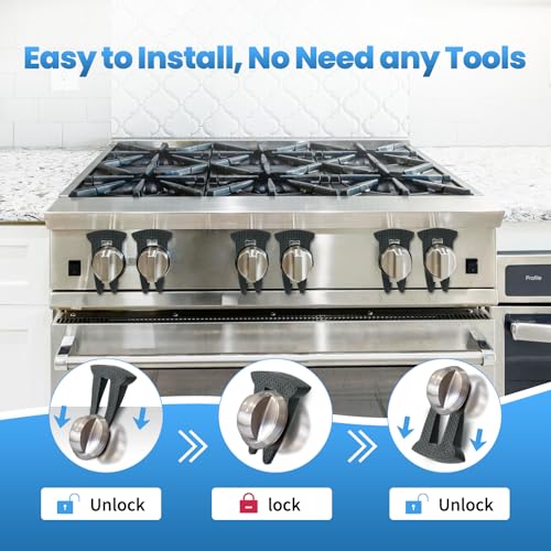 Lwuzkdo 5-pack gas stove knob locks closeup material, heat-resistant plastic