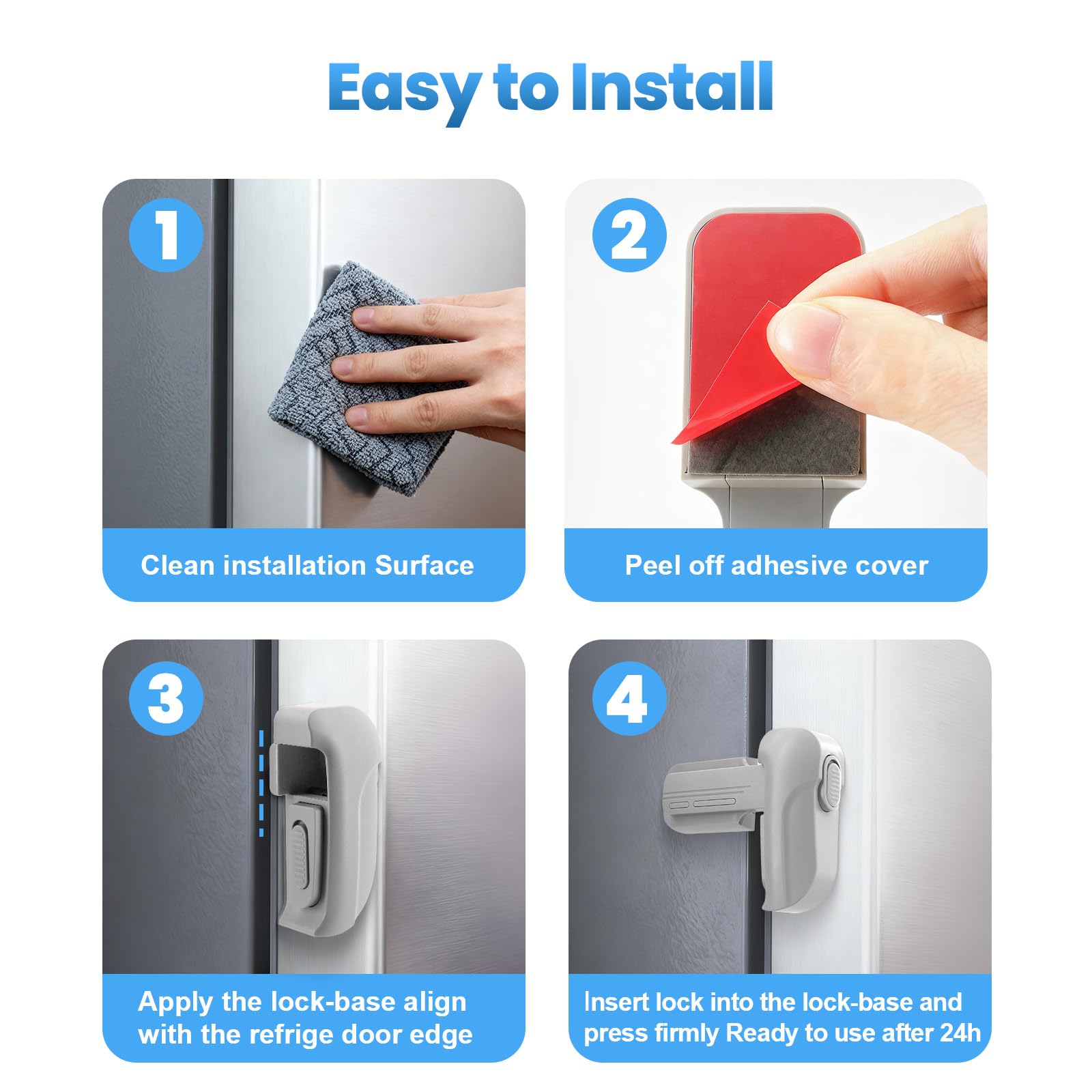 Lwuzkdo fridge lock always-open mode shows disabling lock feature.