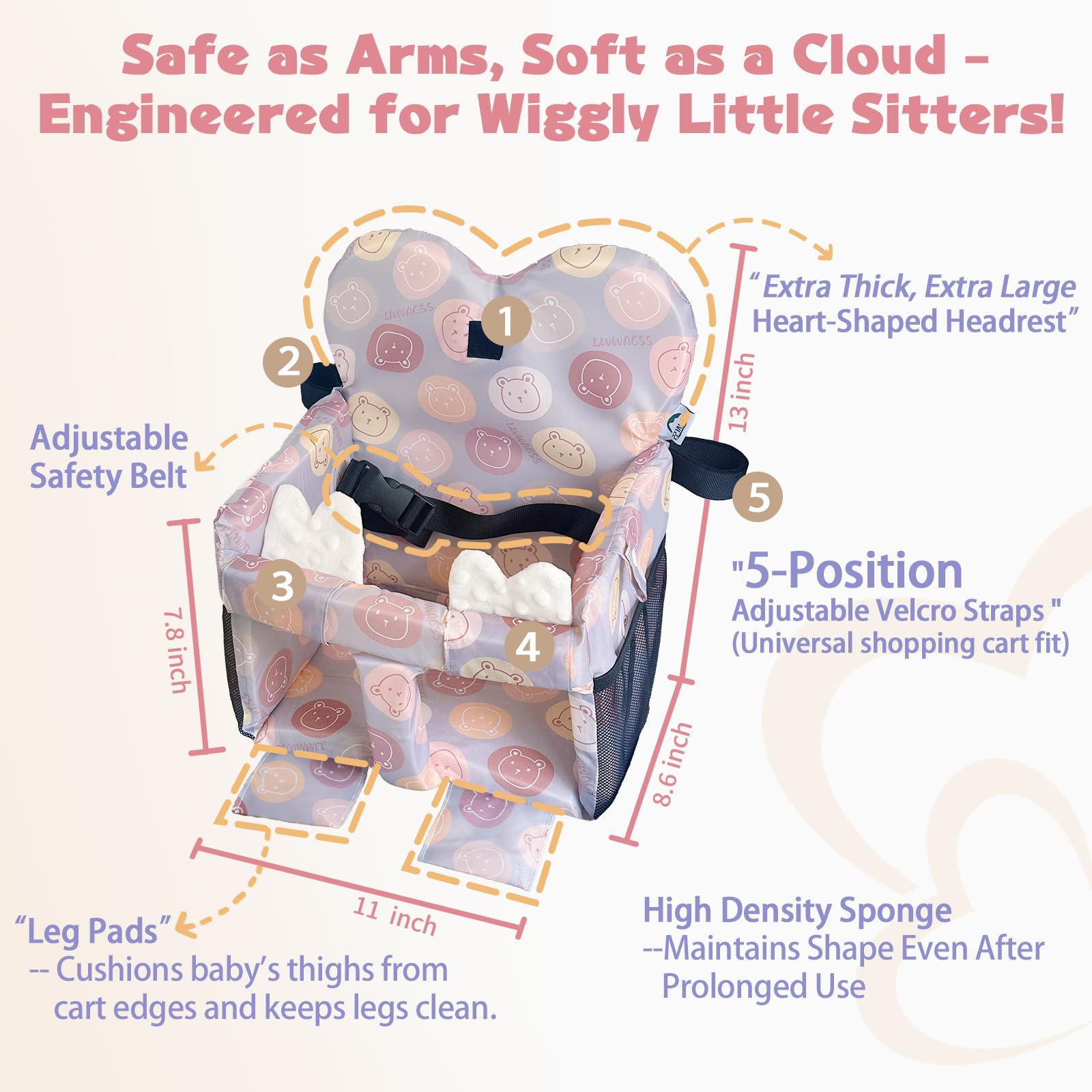 LWWACSS Premium Cart Cover on restaurant high chair keeps baby comfy at meals.