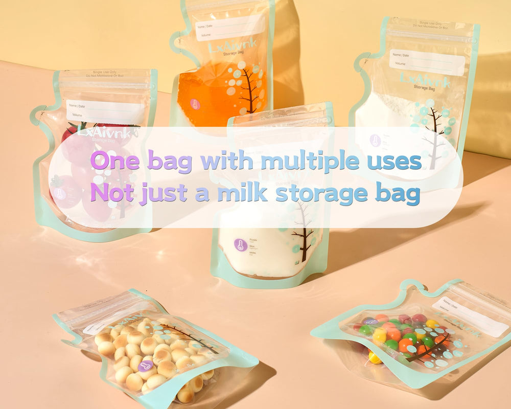 LXAIVNK bag's blue temperature indicator helps gauge feeding readiness
