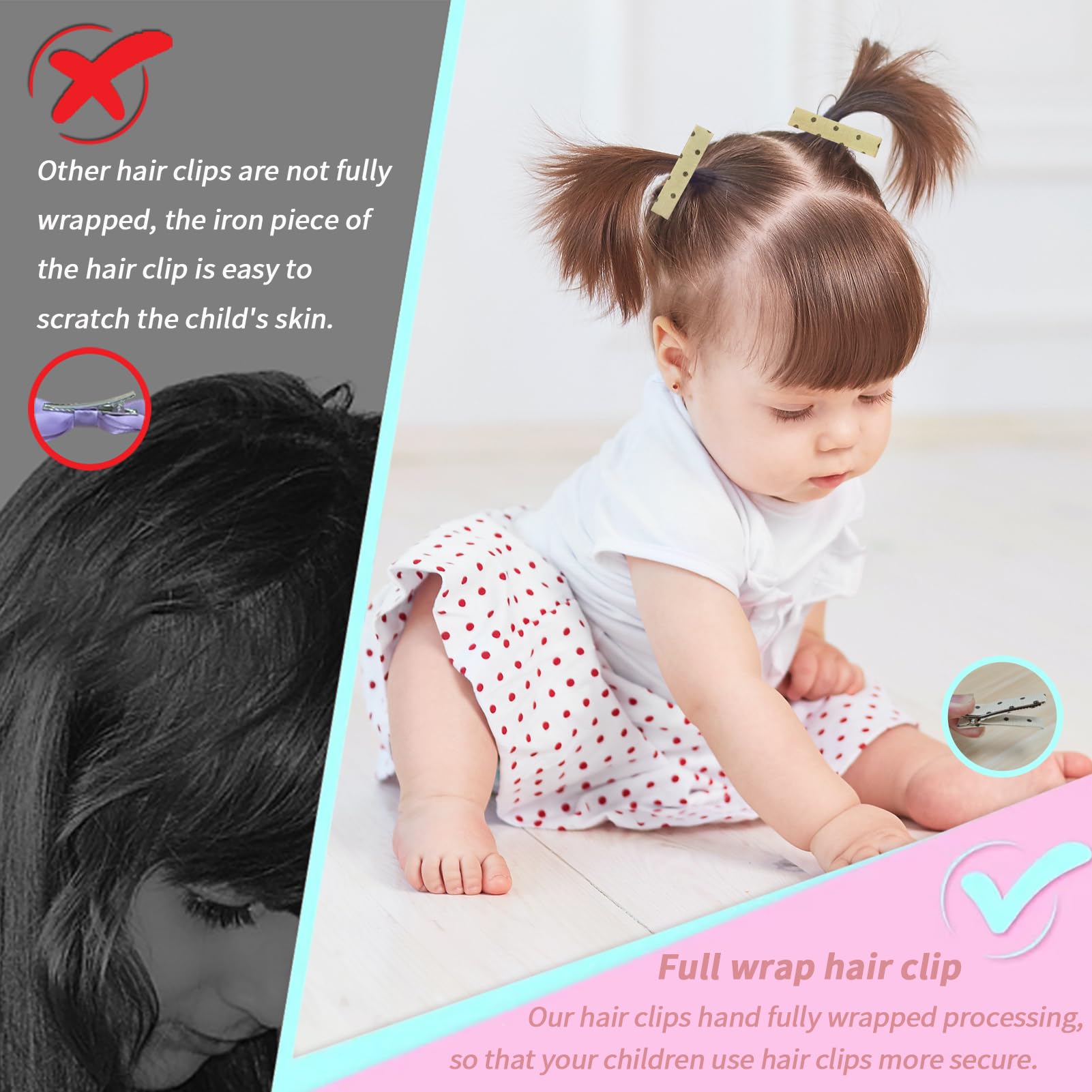 LXC YIZHIFA soft ribbon-wrapped grip clip preventing snags and protecting delicate hair.