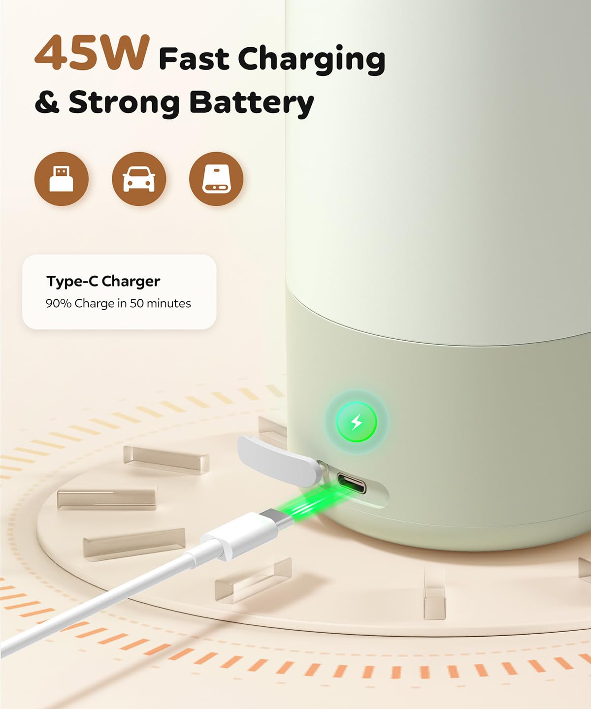 Lxlu bottle warmer fast charging with 45W for quick ready-to-use heat.