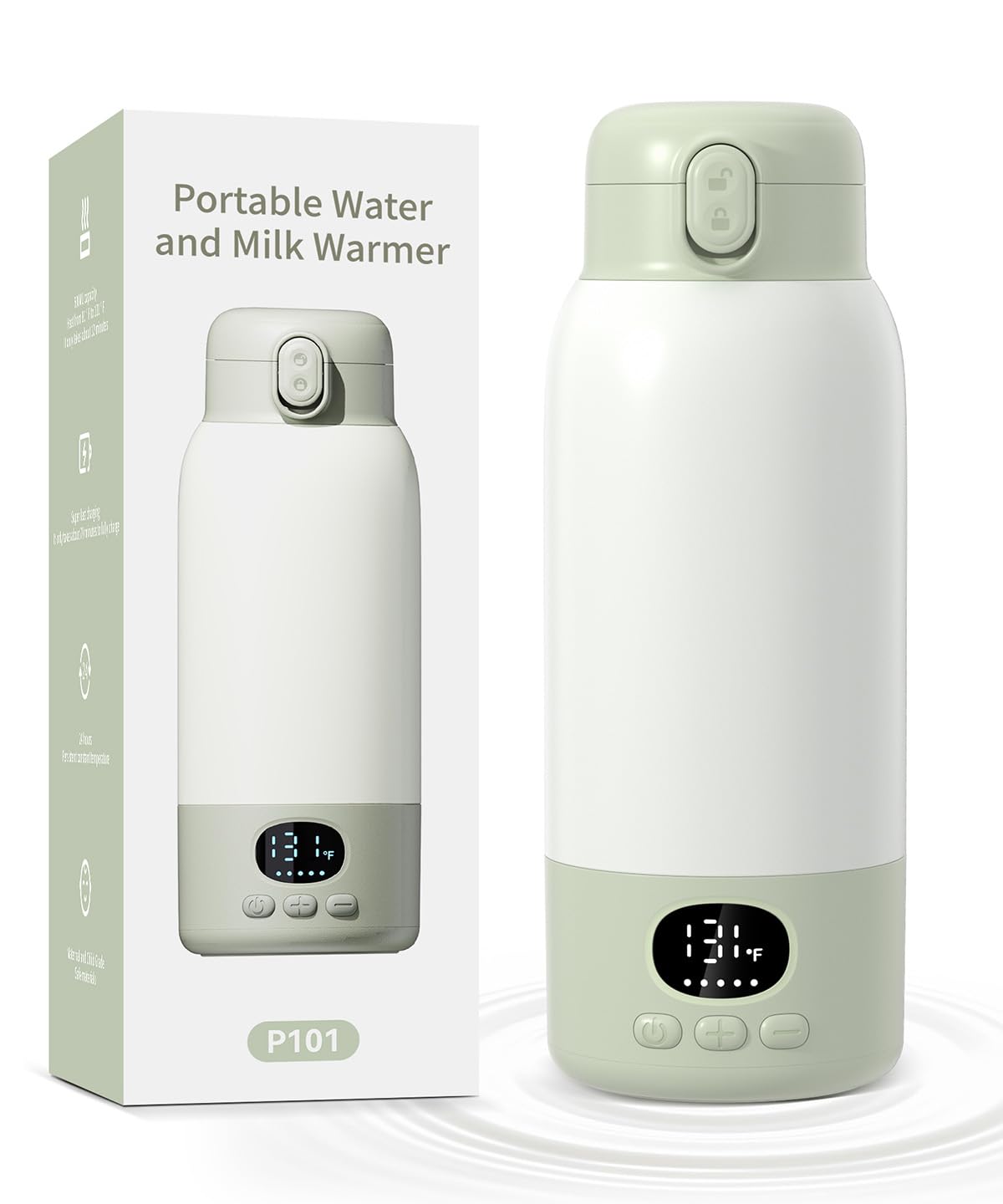 Lxlu portable bottle warmer shows 17oz capacity for on-the-go feeding.
