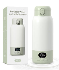 Lxlu portable bottle warmer shows 17oz capacity for on-the-go feeding.