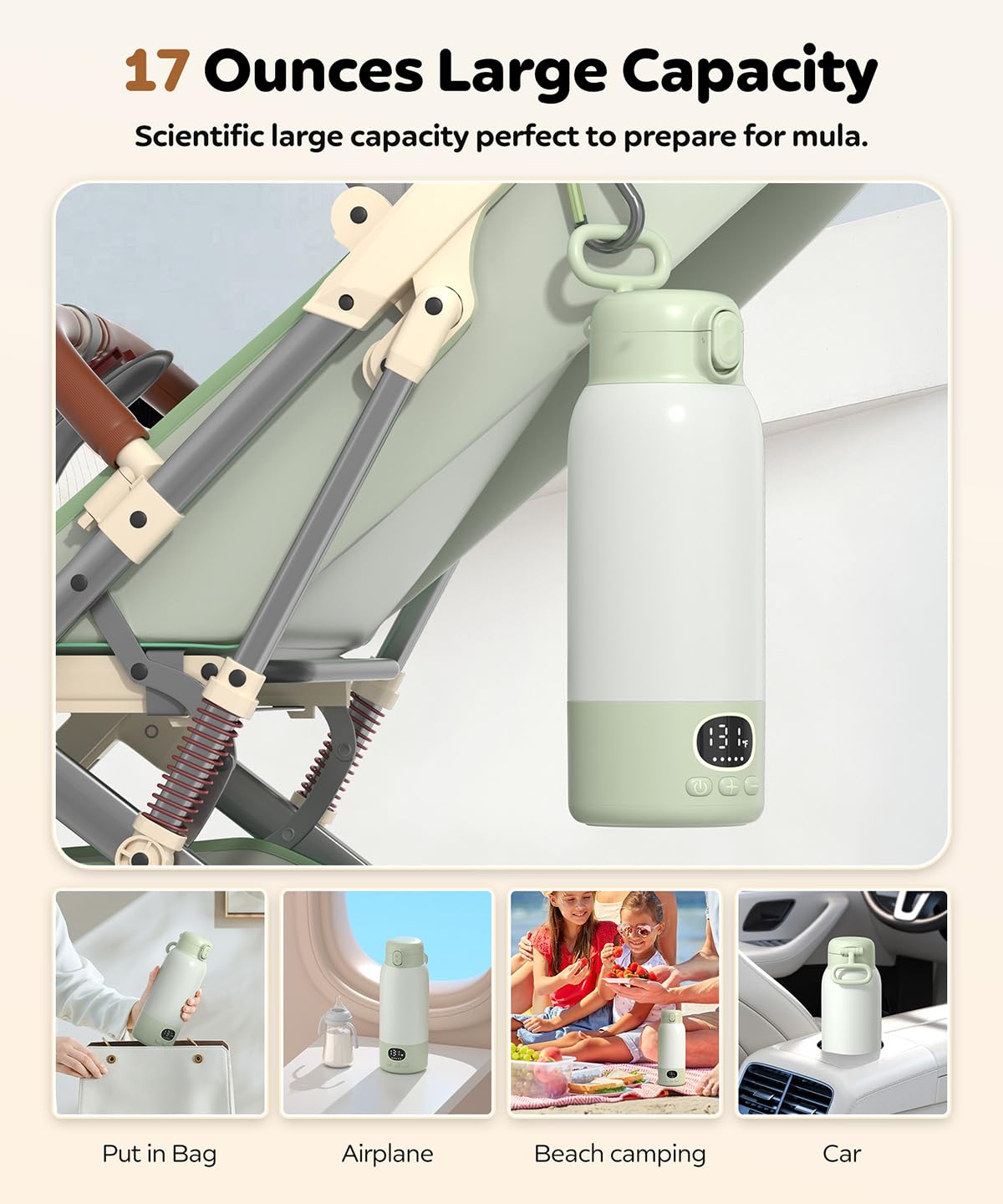 Lxlu portable bottle warmer for travel-ready convenience and family meals.
