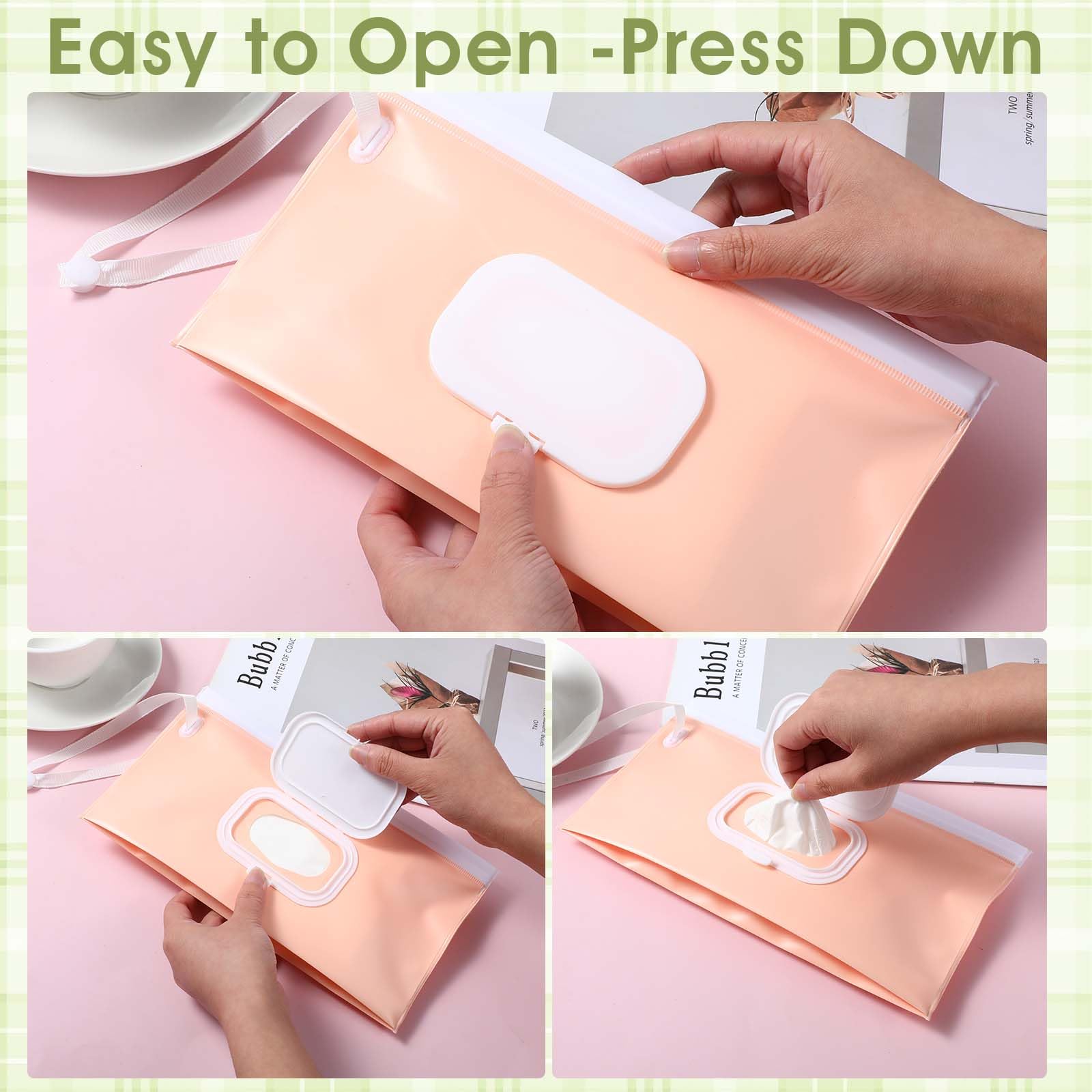 LXUEJIE 4-pack wipes dispenser in beige prevents leaks for mess-free changes