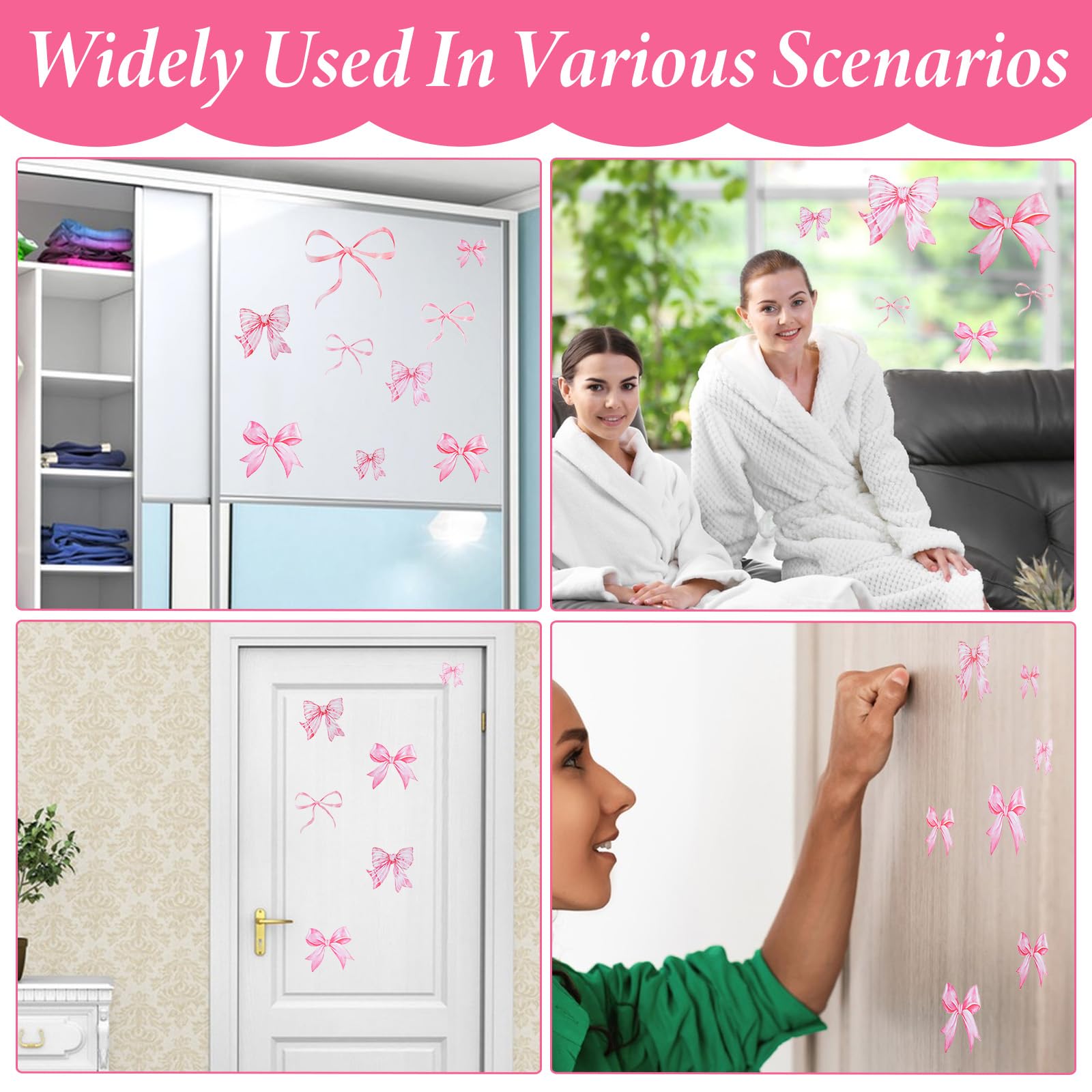 LXUEJIE pink bow decals easy to re-stick without wall damage