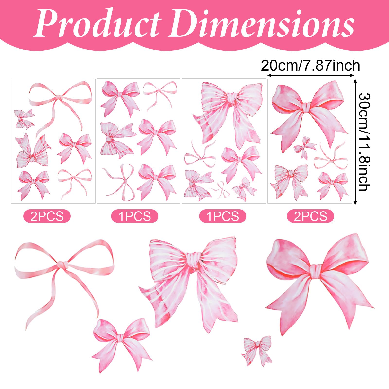 LXUEJIE pink bow wall sticker watercolor close-up showcases vivid finish for children's rooms