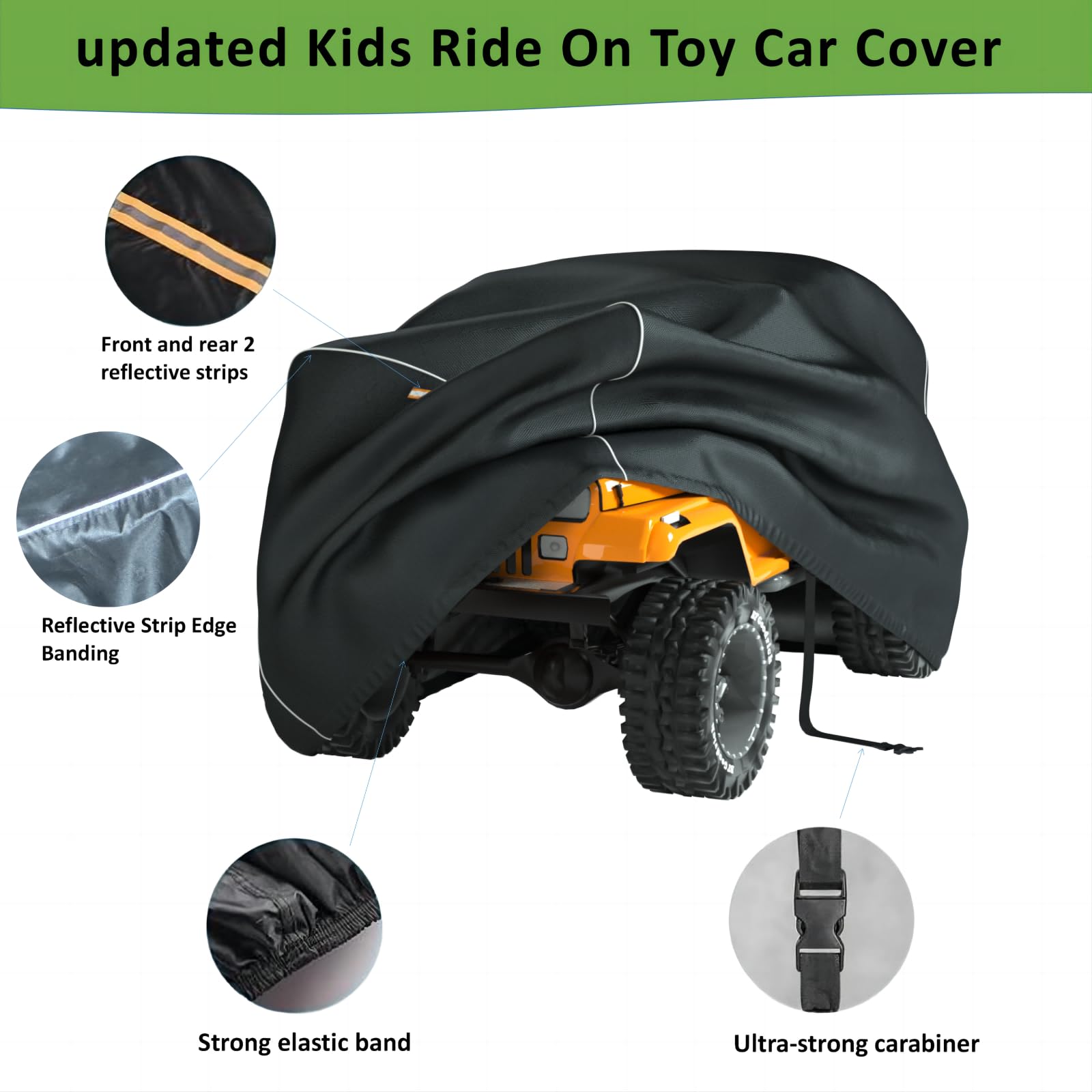 LYBOSH reflective webbing on seams improves night visibility for the toy car.