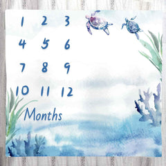 LYLYCTY milestone blanket turtle blue ocean for monthly photos