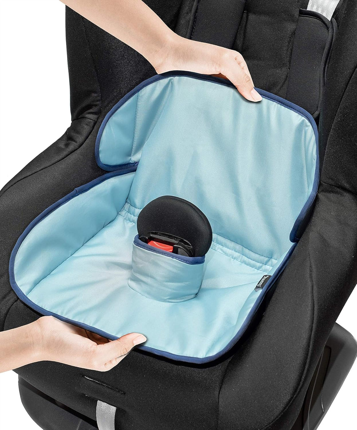 Lynmark Potty Training Car Seat Protector blue front view shows waterproof coverage