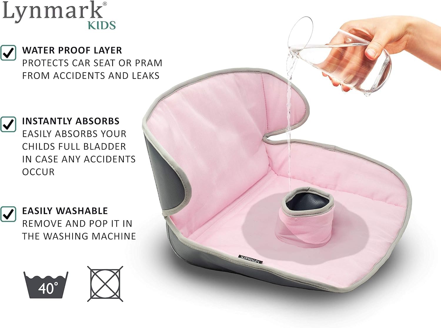 Lynmark Potty Training Car Seat Protector Cover edge area coverage pink – protects buckle region during trips