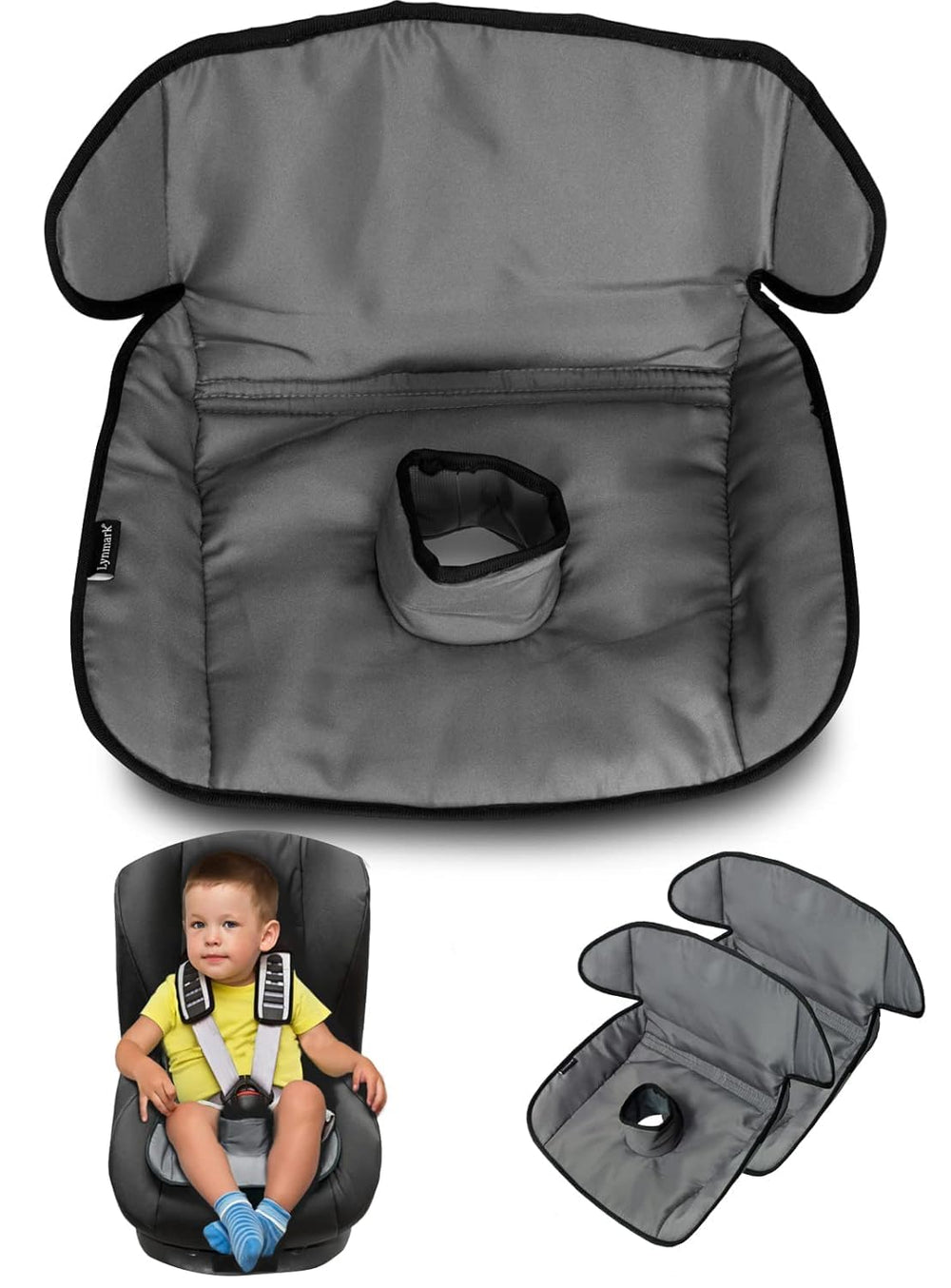Lynmark potty-training car seat protector cover grey provides spill protection for travel.