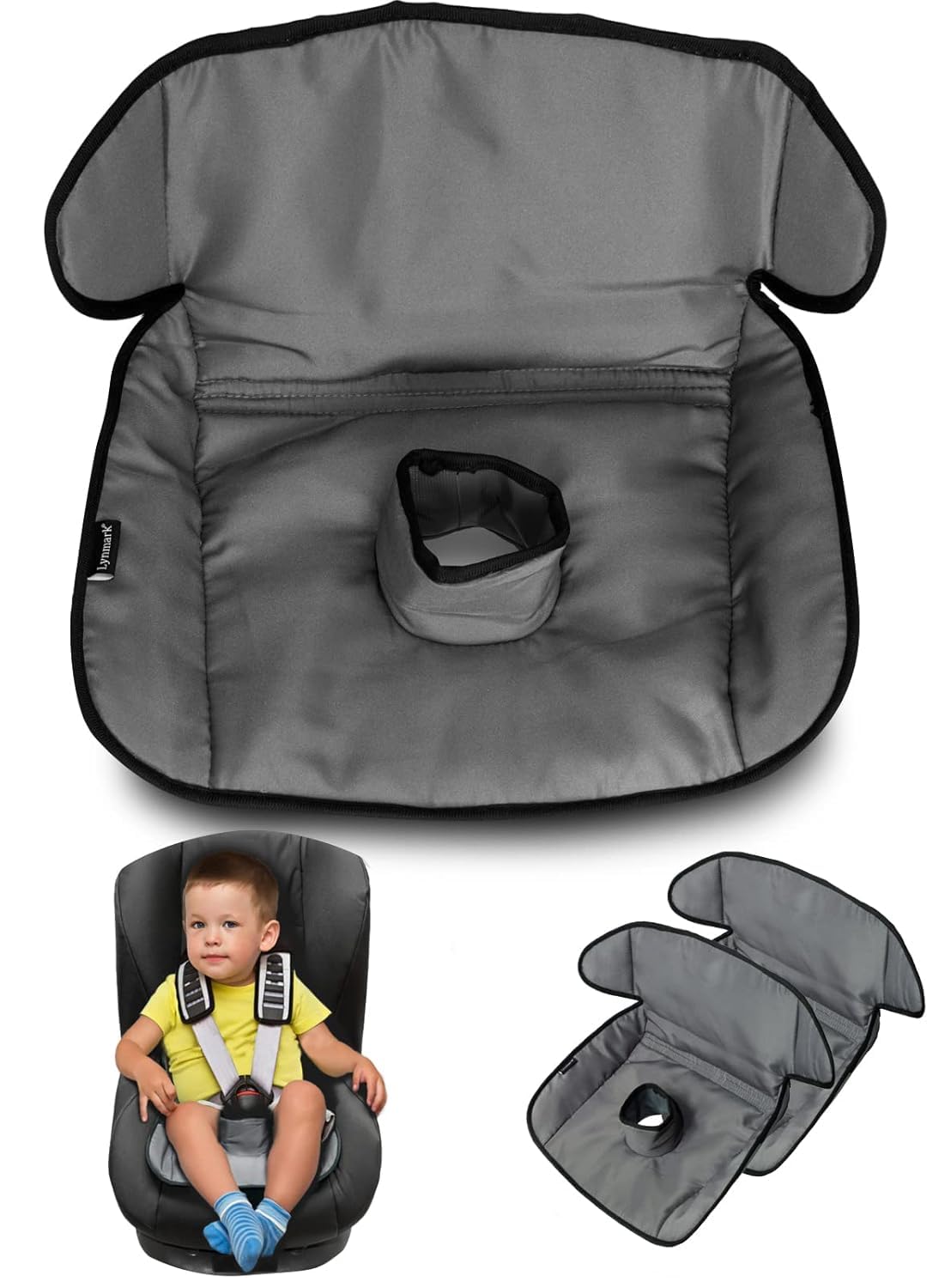 Lynmark potty-training car seat protector cover grey provides spill protection for travel.