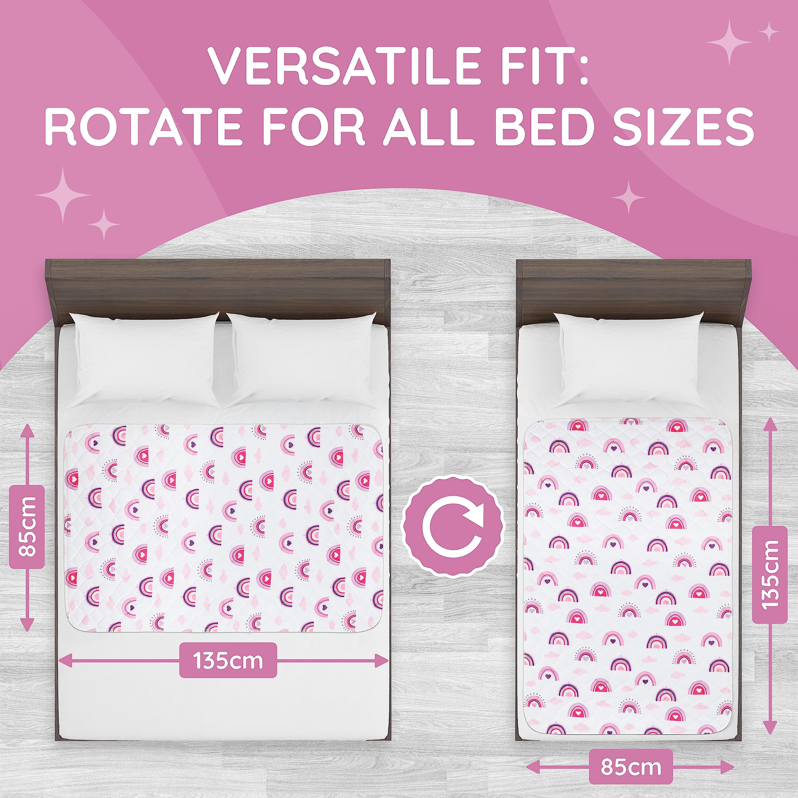 Lynmark Potty Training Mattress Protector 53x33 inches fits standard toddler beds.