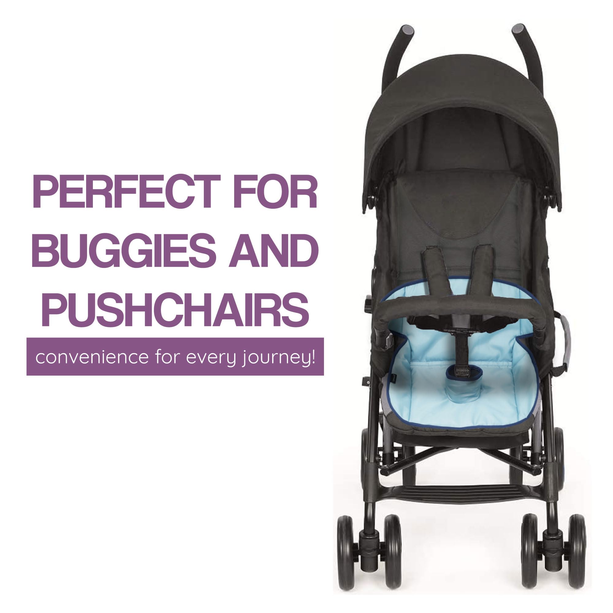 Lynmark washer and dryer-friendly label on blue car seat protector