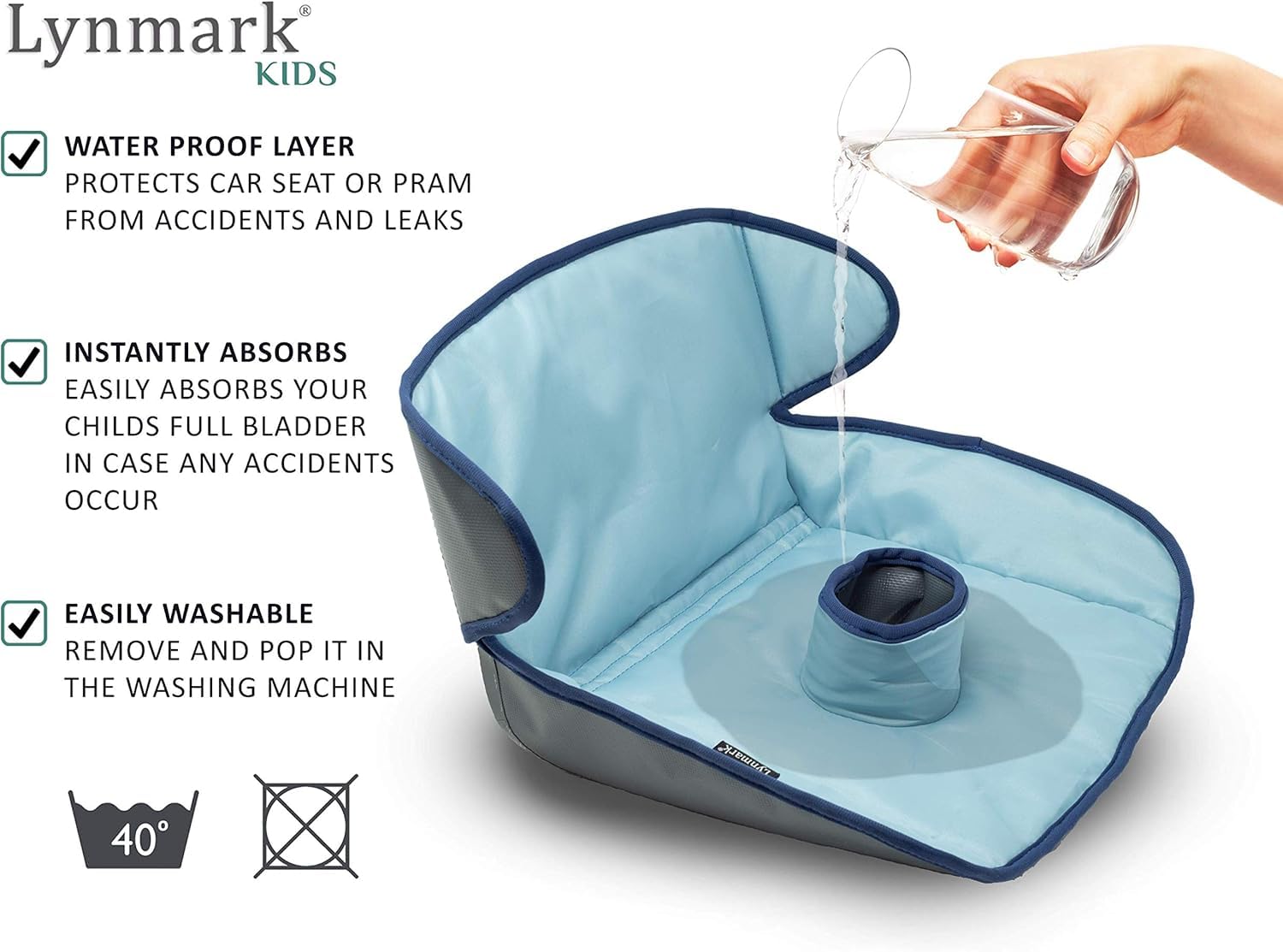 Lynmark blue waterproof fabric close-up highlighting soft breathable padding
