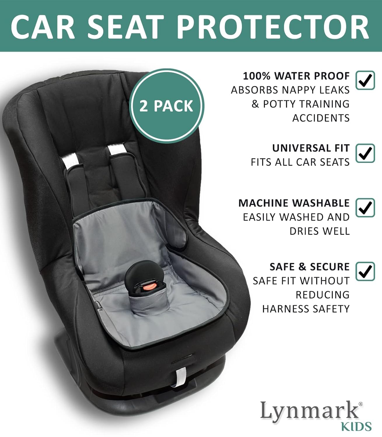 Lynmark waterproof soft piddle pads car seat grey keep messes contained during travel.
