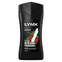 Lynx Shower Gel Africa 225ml bottle for refreshing cleanse and iconic scent.