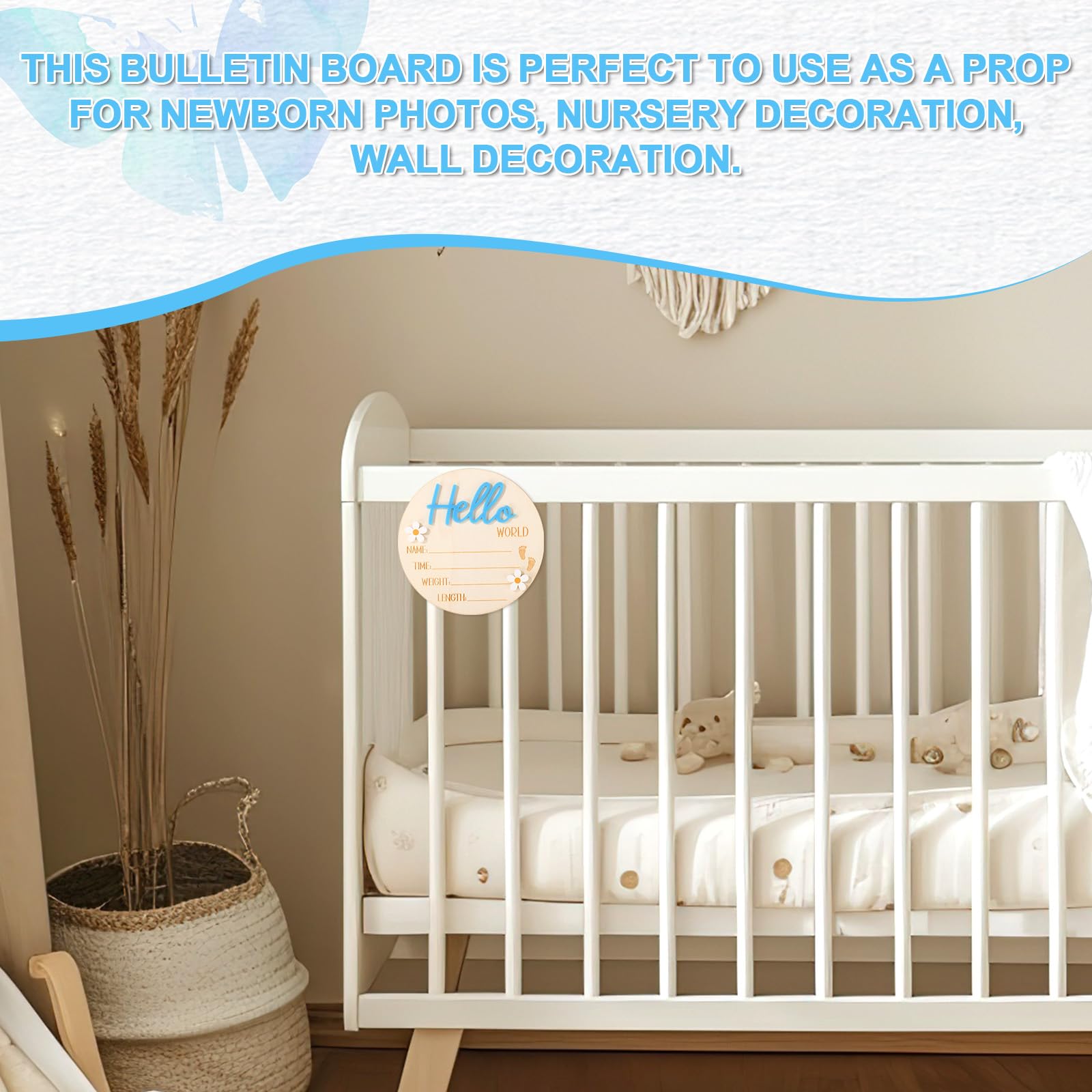 Lyreh baby announcement sign blue perfect as a birth notice photo prop