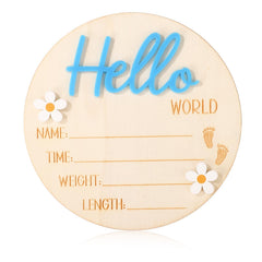 Lyreh baby announcement sign blue front view for newborn photography prop