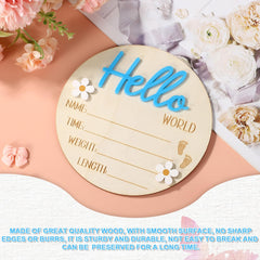 Lyreh baby announcement sign blue decorative flowers add charming nursery accent