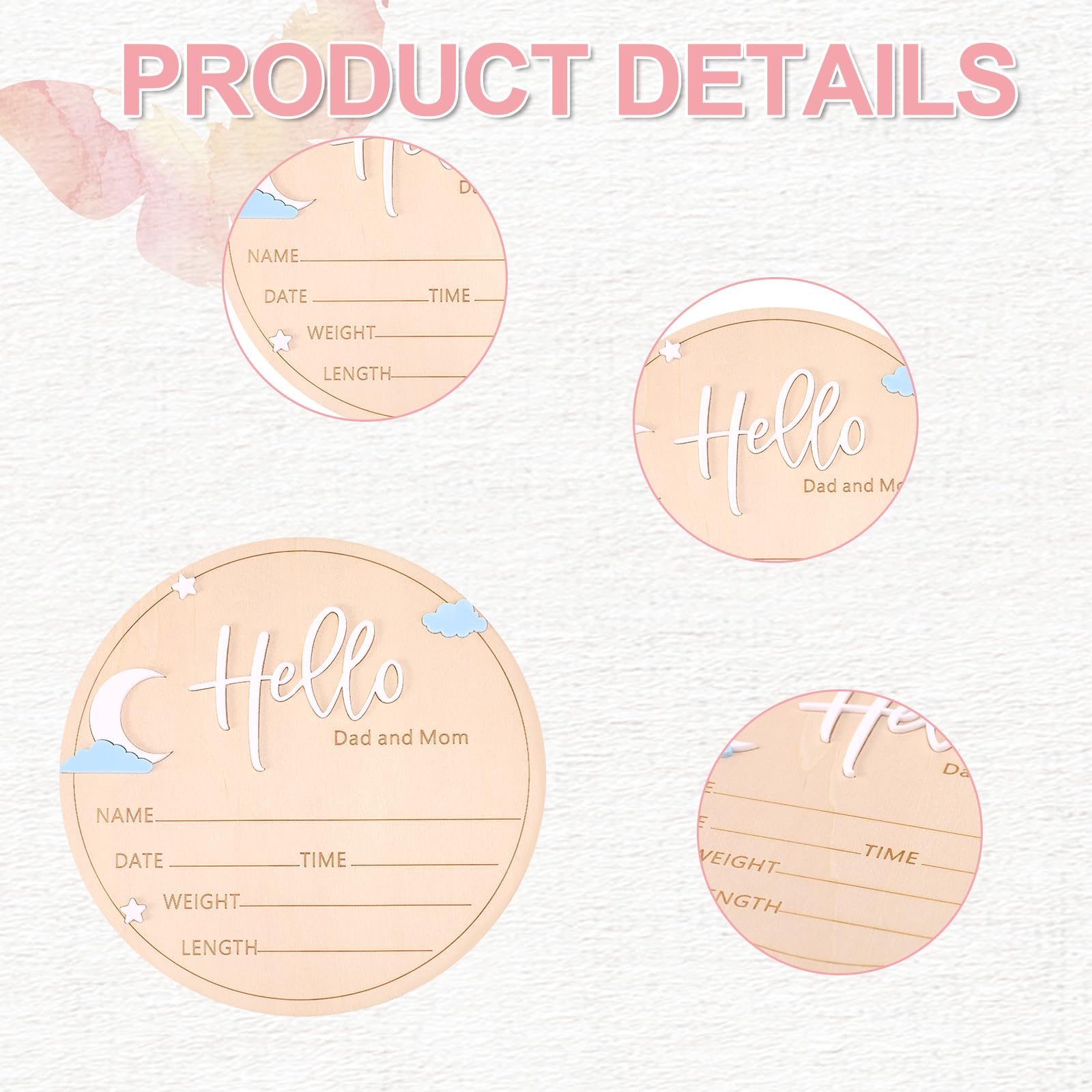 Lyreh hangable baby wall decor as backdrop for milestone photos and nursery ambience.